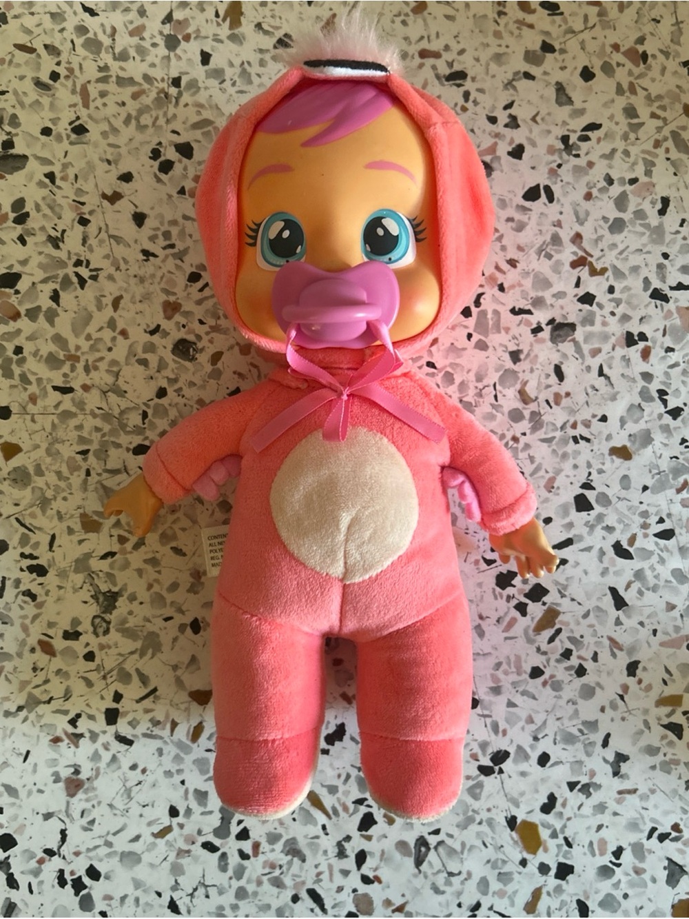 Cry Babies Tiny Cuddles Fancy The Flamingo 9" Baby Doll With Real Tears Crying